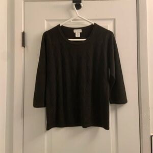 Casual Crewneck 3/4 Sleeve Top - Black - Croft & Barrow